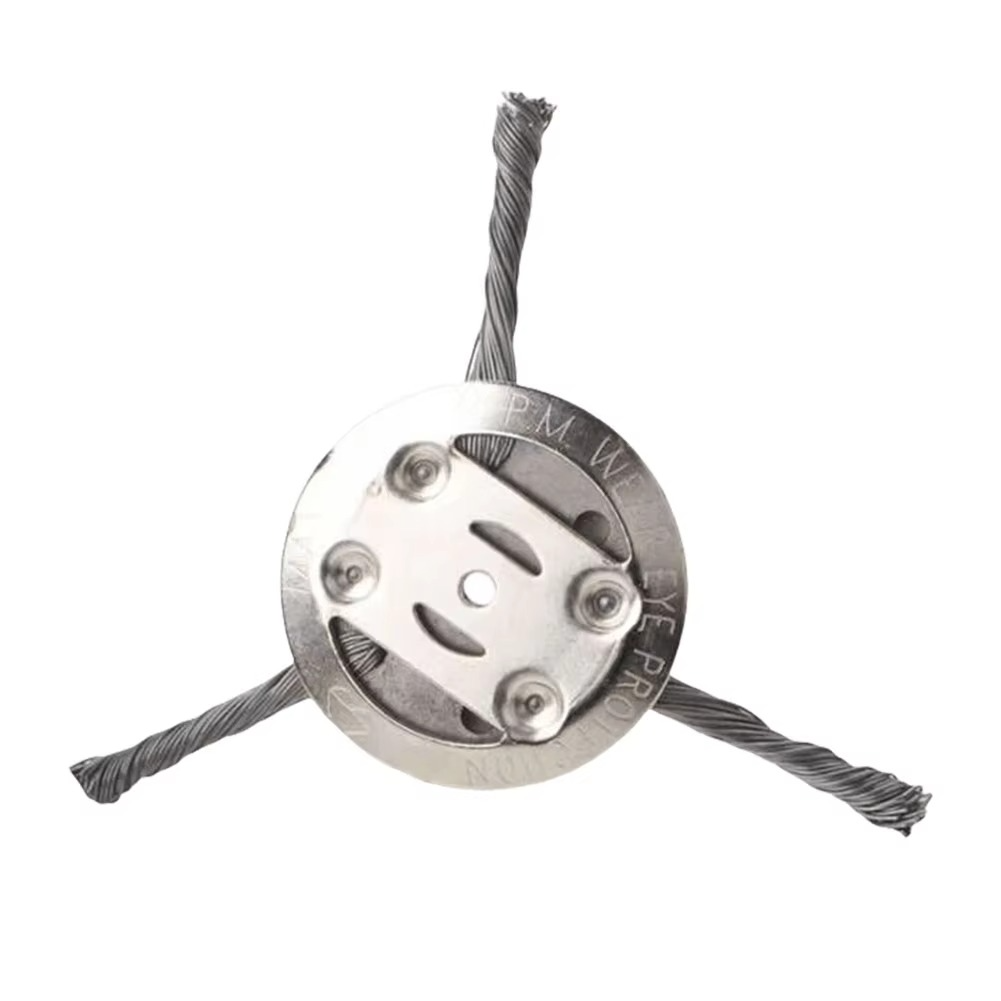 Steel Wire Brush Trimmer Head with Secure Positioning, 6 Inch Diameter