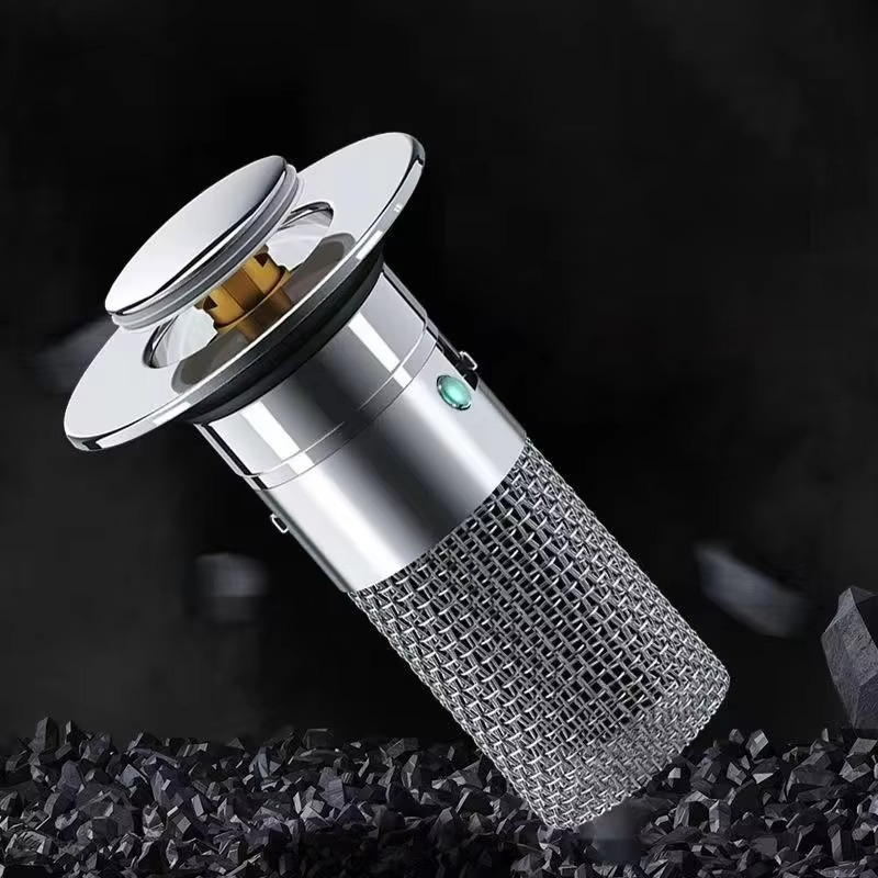 Sink Drain Stopper with Detachable Filter Basket and Press-Activated Seal