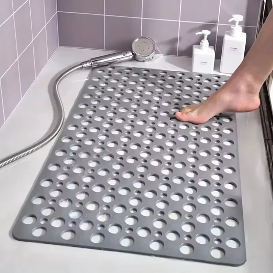 Textured Shower Mat with Drainage Holes and Suction Cup Base