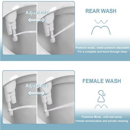 Dual Spray Bidet Attachment with Retractable Nozzles and Ultra-Slim Design