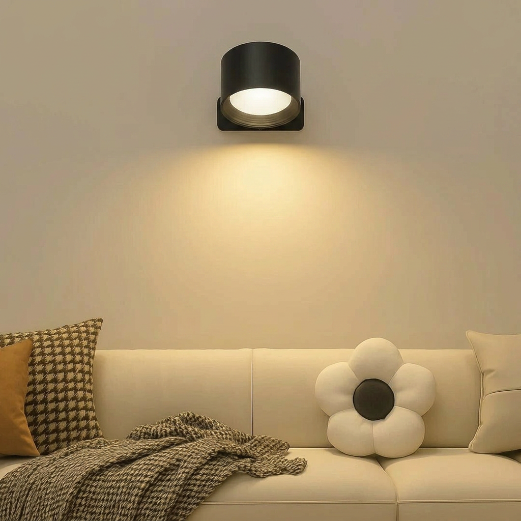 Adjustable Wall Light with Magnetic Rotation and Dimmable LED, 3 Color Temperatures