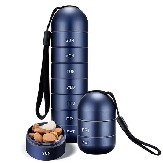 Pill Organizer with Aluminum Alloy Construction and Waterproof Silicone Seals, 7-Day Weekly Compartments
