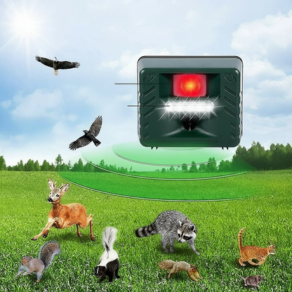 Solar-Powered Ultrasonic Bird Repeller with Motion Detection and LED Flash, Weatherproof