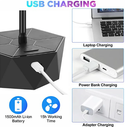 Portable Insect Repellent Fan with Rechargeable Battery and Retractable Base