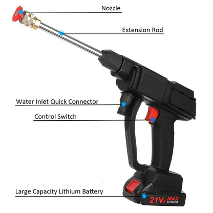 Battery Powered Pressure Washer with Adjustable Spray Nozzles and Dual Batteries