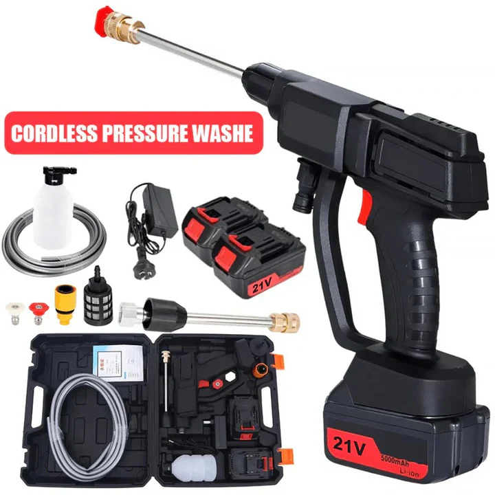 Battery Powered Pressure Washer with Adjustable Spray Nozzles and Dual Batteries