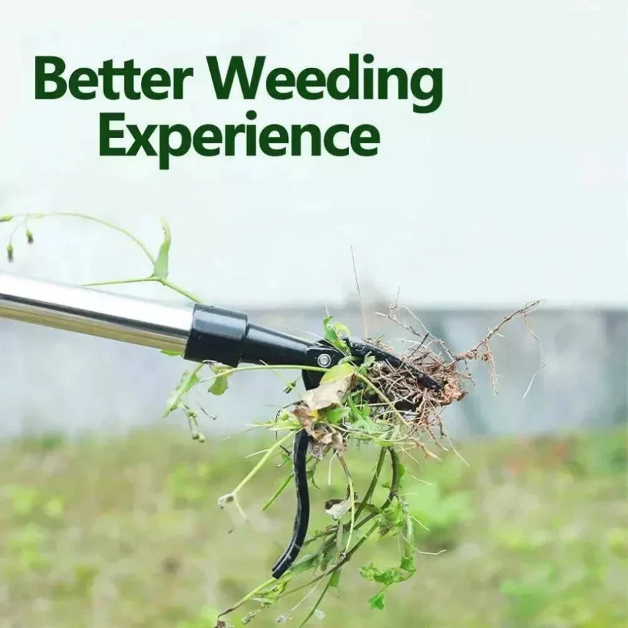 Ergonomic Weed Puller with 4-Claw Extraction System and Bamboo Handle