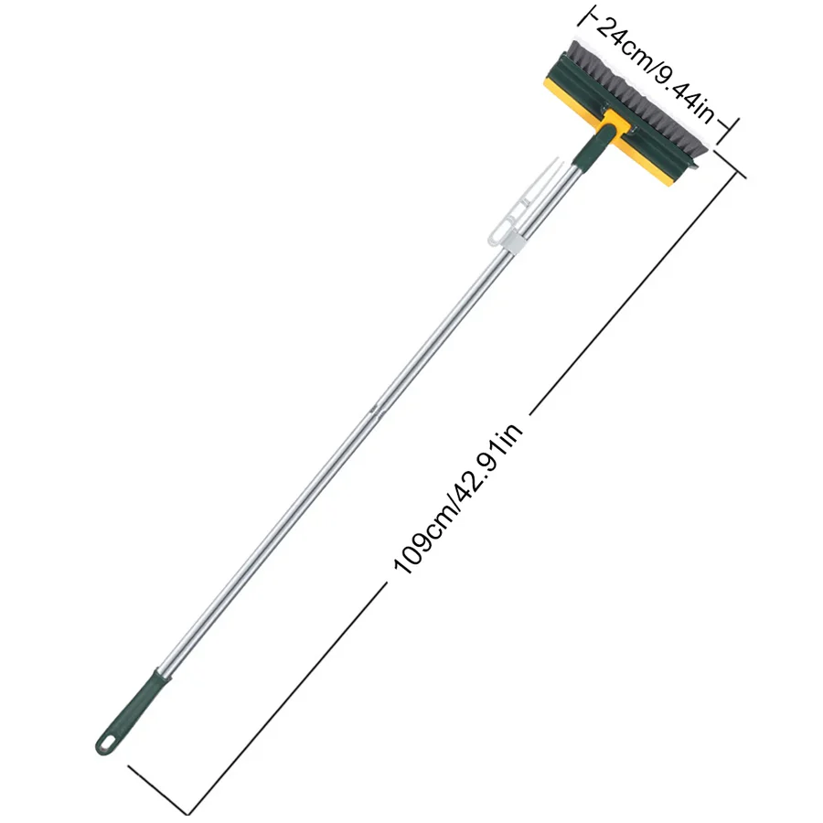 Floor Scrub Brush with 180-Degree Rotating Head and Built-In Scraper