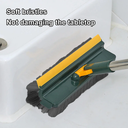 Floor Scrub Brush with 180-Degree Rotating Head and Built-In Scraper