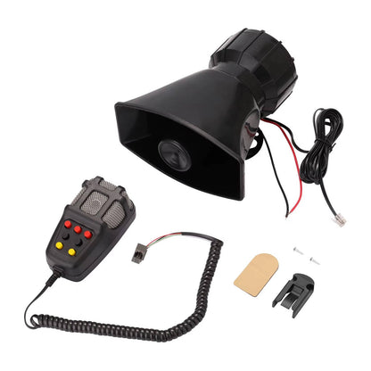 12V 80W Car Warning Horn PA Speaker System, 7 Tone Vehicle Security Alert Amplifier