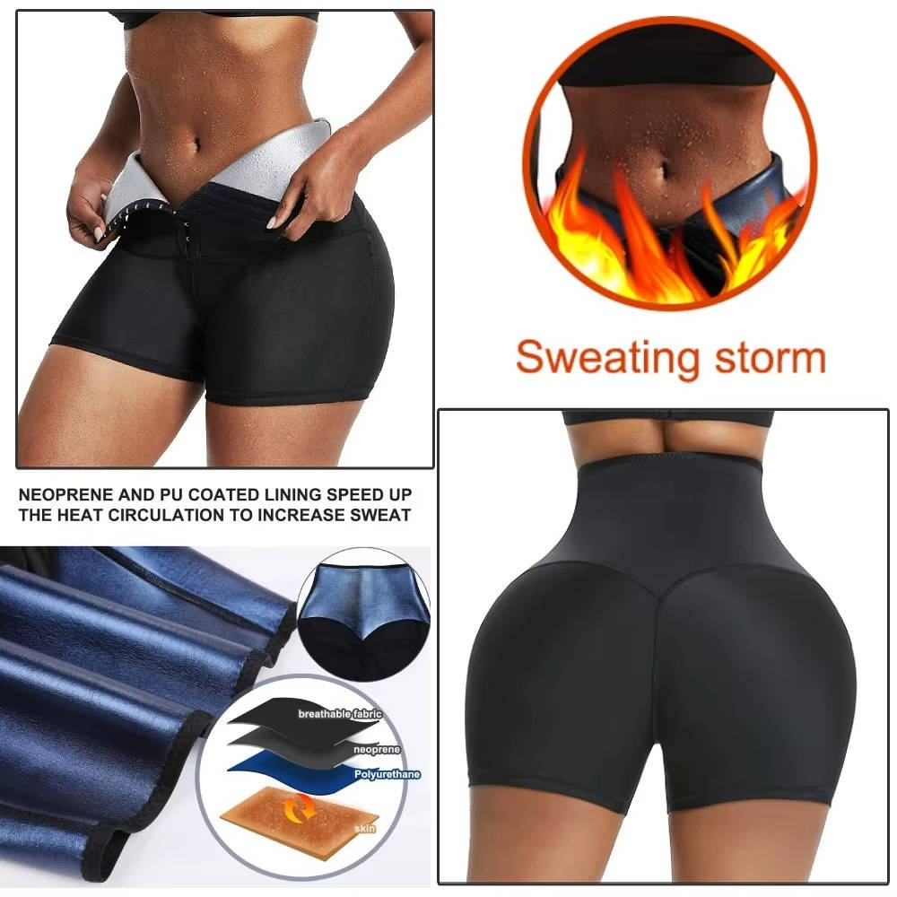 Womens High Waist Sauna Shorts, Compression Hip Lift Fitness Workout Activewear Shorts