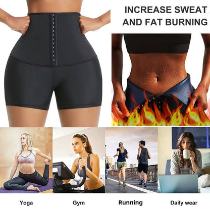 Womens High Waist Sauna Shorts, Compression Hip Lift Fitness Workout Activewear Shorts