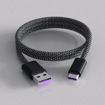 Self-Coiling Magnetic Charging Cable with Dual Tips and Data Sync, 3.3ft