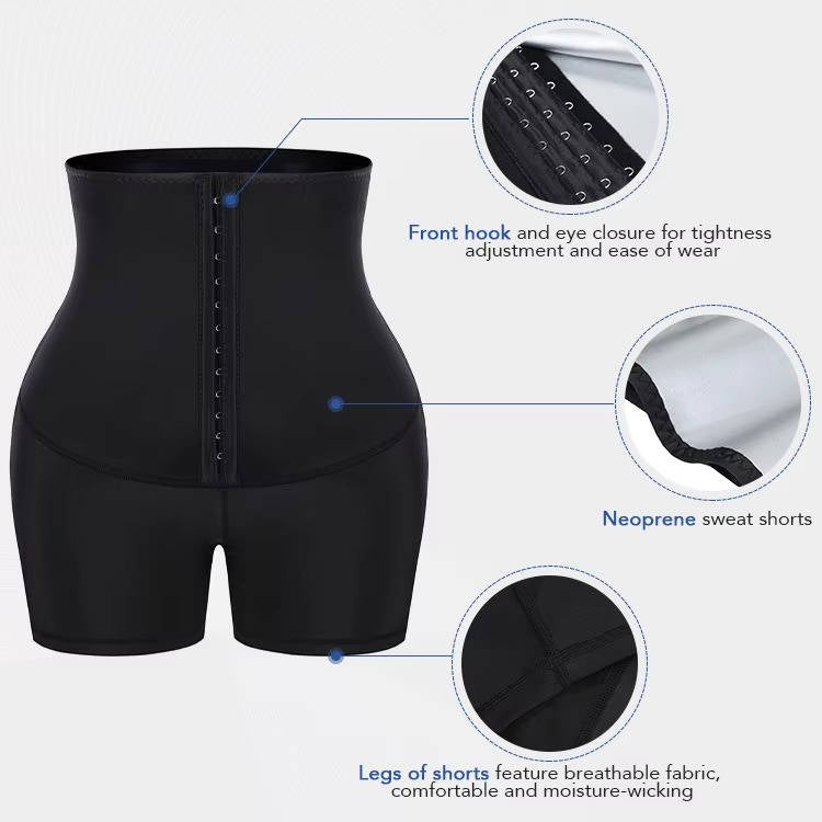 Womens High Waist Sauna Shorts, Compression Hip Lift Fitness Workout Activewear Shorts
