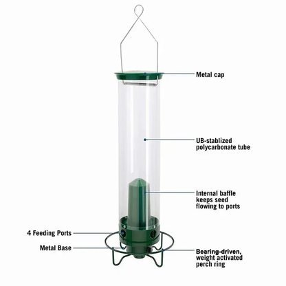 Weight-Activated Spinning Perch Bird Feeder with Metal Construction and 5lb Capacity