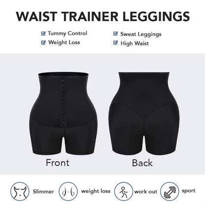 Womens High Waist Sauna Shorts, Compression Hip Lift Fitness Workout Activewear Shorts
