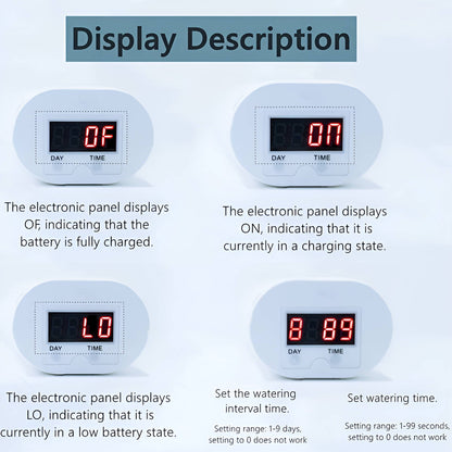 Plant Watering System with LCD Timer and Rechargeable Battery for 2-8 Pots