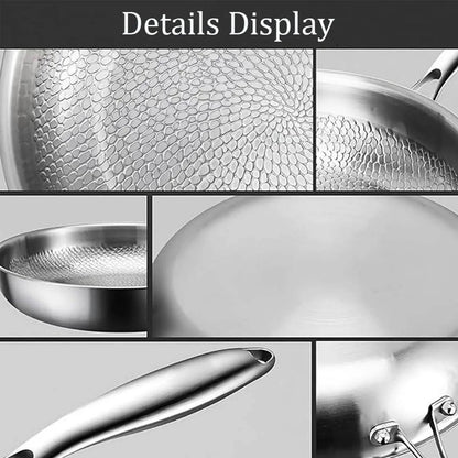Titanium Steel Cooking Pan with Fish Scale Texture and Thick Bottom, Multi-Stove Compatible