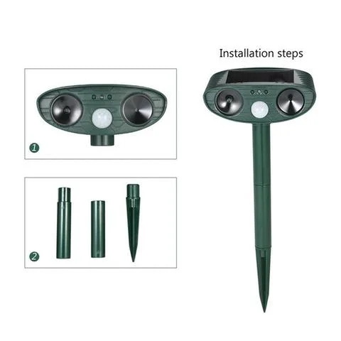 Ultrasonic Motion-Activated Wildlife Deterrent with Solar Power and LED Flash, Pack of 4