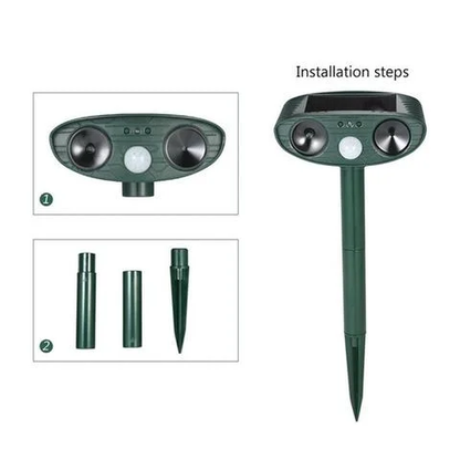 Ultrasonic Motion-Activated Wildlife Deterrent with Solar Power and LED Flash, Pack of 4