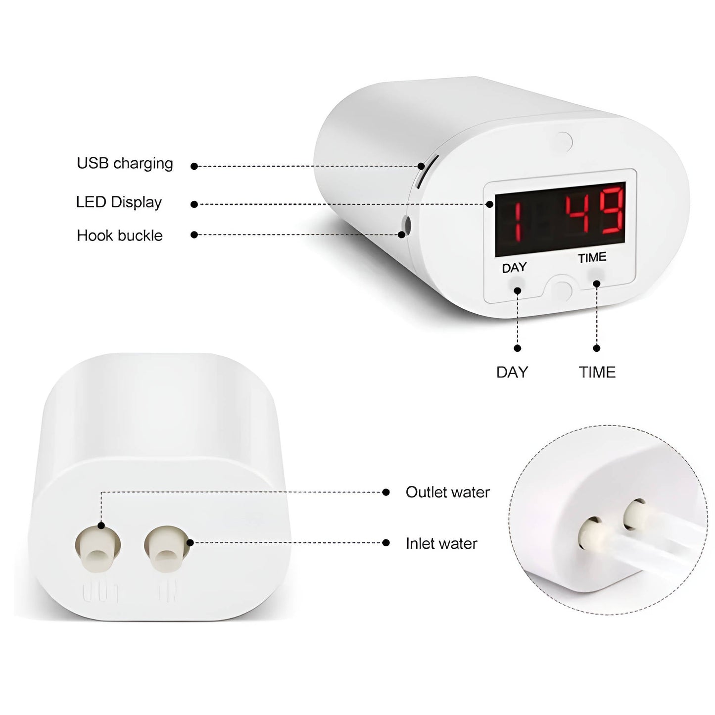 Plant Watering System with LCD Timer and Rechargeable Battery for 2-8 Pots
