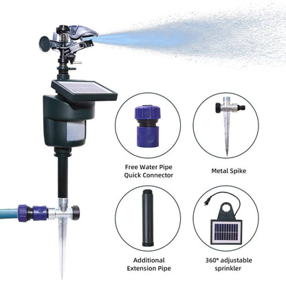 Rotating Water Spray Animal Repeller with Solar Power and Motion Sensor