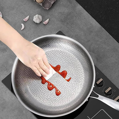 Titanium Steel Cooking Pan with Fish Scale Texture and Thick Bottom, Multi-Stove Compatible