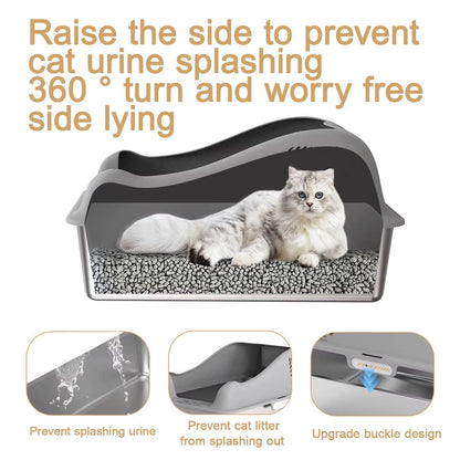 Stainless Steel Cat Litter Box 100L, Enclosed Smart Odor Control Leak Proof Multi Cat Box