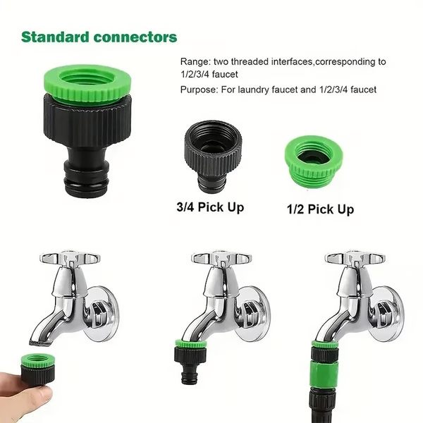 Expandable Garden Hose with Brass Connectors and Adjustable Spray Nozzle