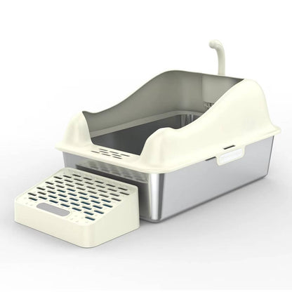 Stainless Steel Cat Litter Box 100L, Enclosed Smart Odor Control Leak Proof Multi Cat Box