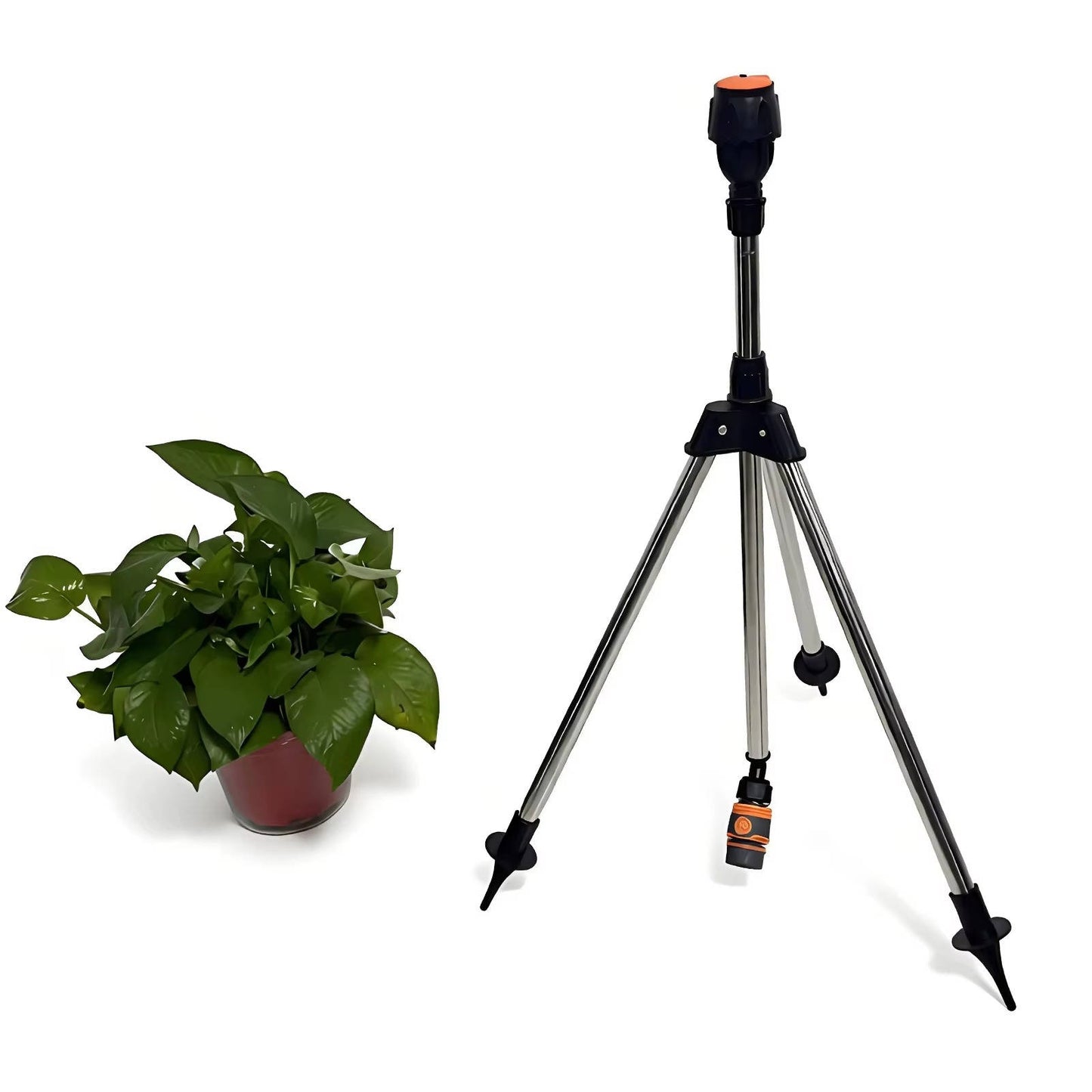 Garden Watering Tripod Sprayer Sprinkler, Heavy Duty Impact Lawn Sprinkler with Telescoping Metal Stand, Large Area Coverage Watering System for Yard and Agriculture