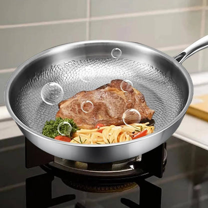 Titanium Steel Cooking Pan with Fish Scale Texture and Thick Bottom, Multi-Stove Compatible