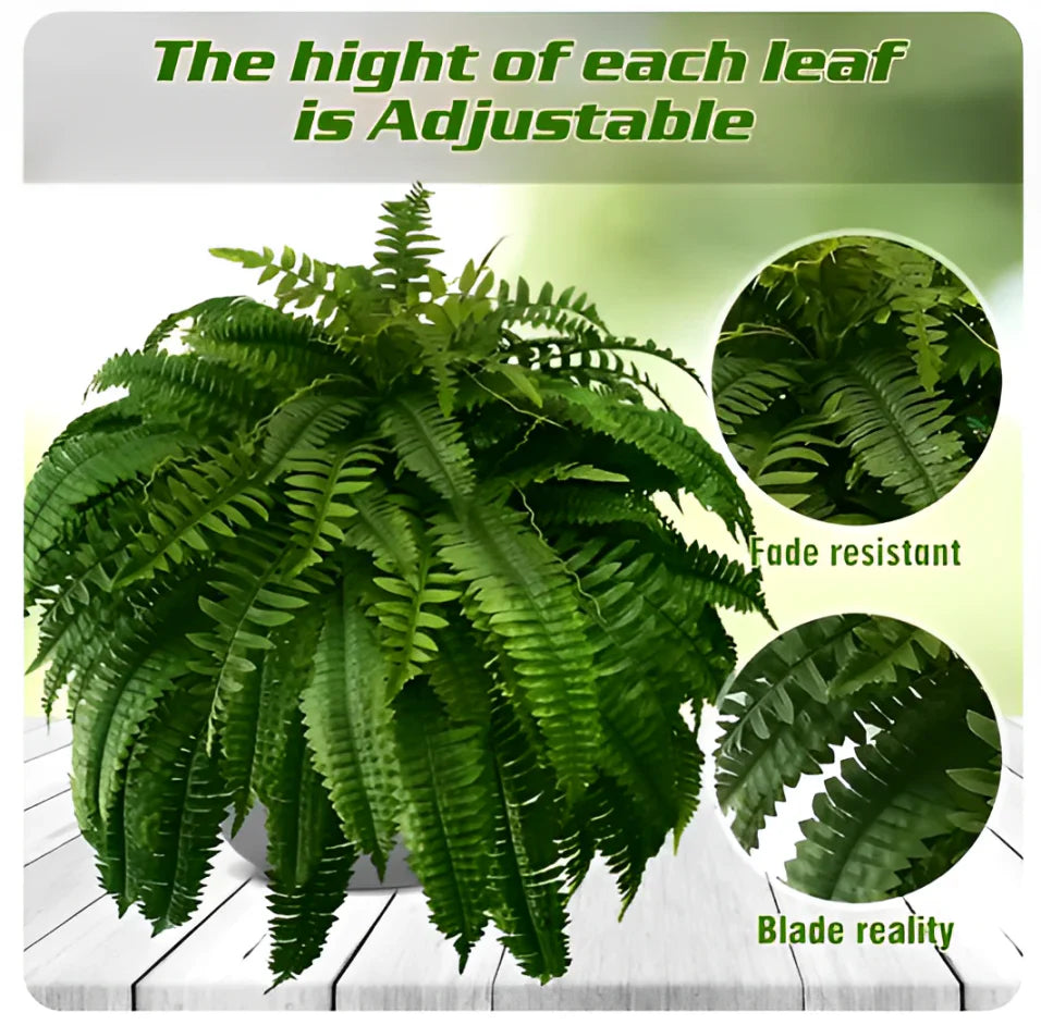 Outdoor Artificial Boston Fern with 18 Branches and Weather Resistant, 27.5in Wide