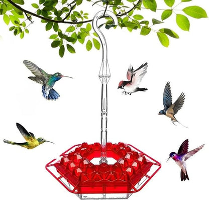 Hummingbird Feeder with Integrated Ant Moat and 30 Flower Ports