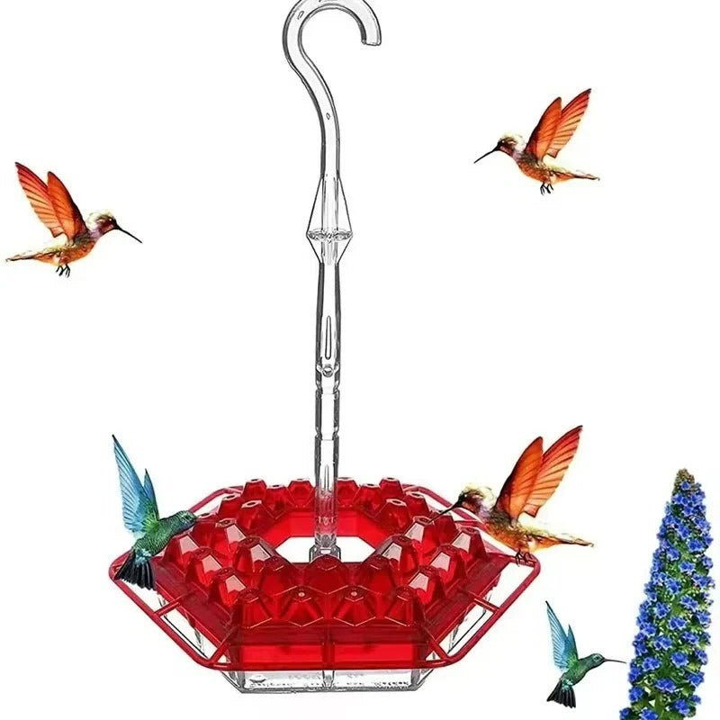 Hummingbird Feeder with Integrated Ant Moat and 30 Flower Ports