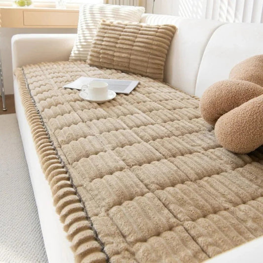 Sofa Slipcover with Textured Backing and Machine Washable Polyester, Striped Design