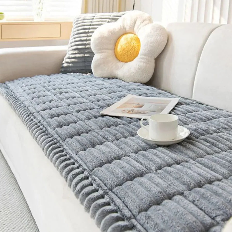 Sofa Slipcover with Textured Backing and Machine Washable Polyester, Striped Design
