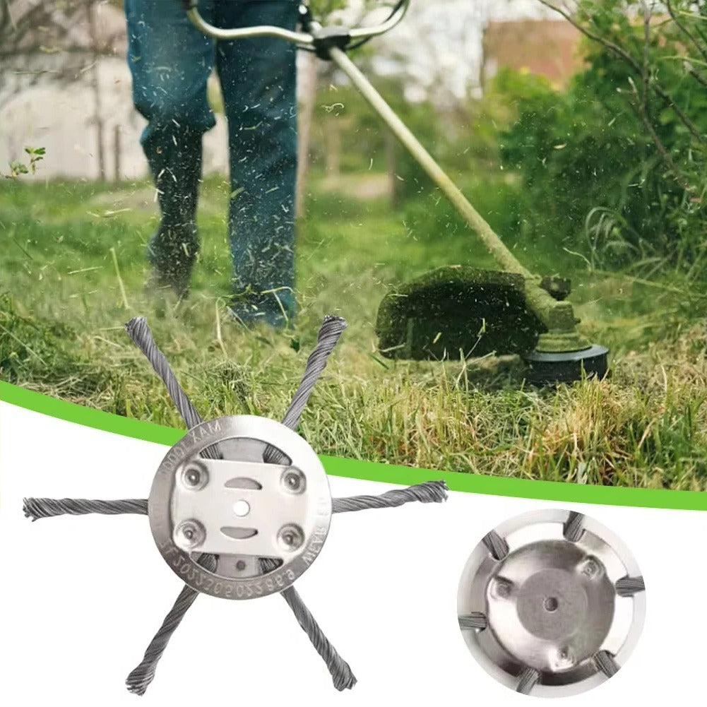 Steel Wire Brush Trimmer Head with Secure Positioning, 6 Inch Diameter