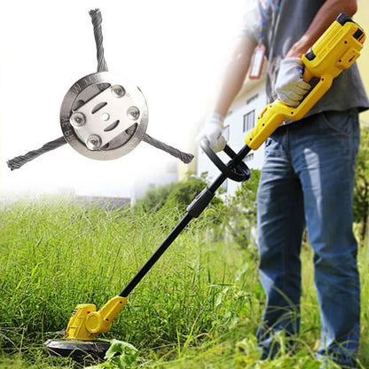 Steel Wire Brush Trimmer Head with Secure Positioning, 6 Inch Diameter