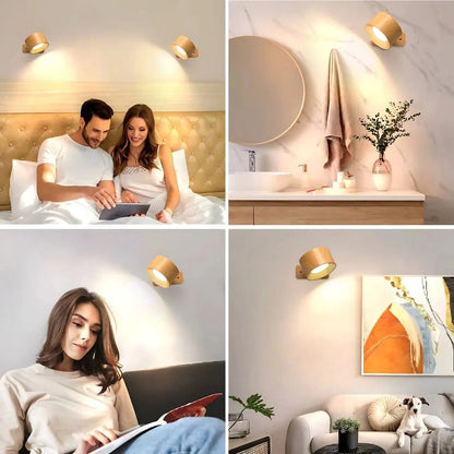 Adjustable Wall Light with Magnetic Rotation and Dimmable LED, 3 Color Temperatures