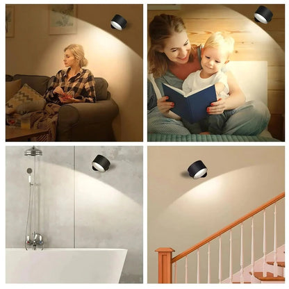 Adjustable Wall Light with Magnetic Rotation and Dimmable LED, 3 Color Temperatures