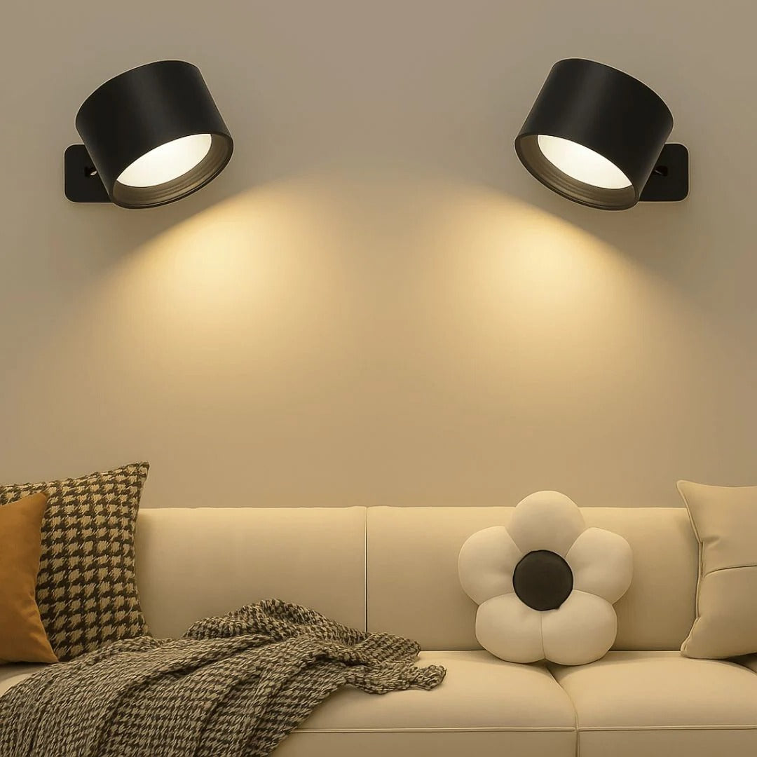 Adjustable Wall Light with Magnetic Rotation and Dimmable LED, 3 Color Temperatures