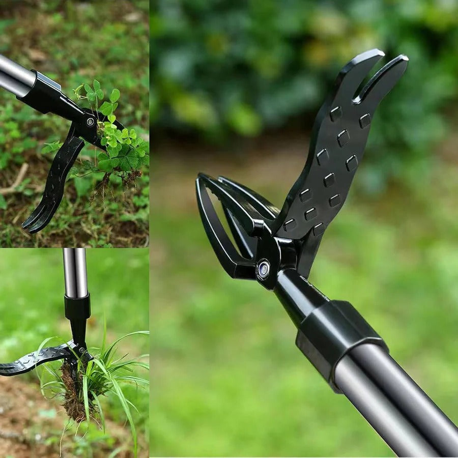 Ergonomic Weed Puller with 4-Claw Extraction System and Bamboo Handle
