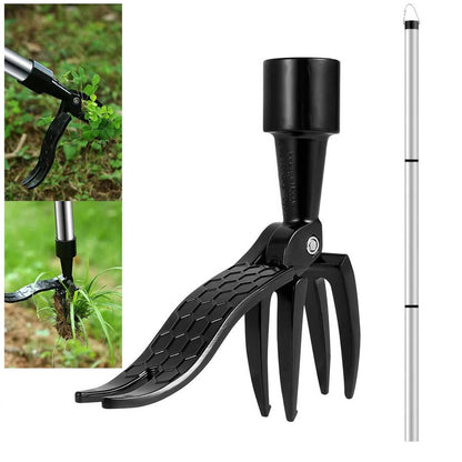 Ergonomic Weed Puller with 4-Claw Extraction System and Bamboo Handle