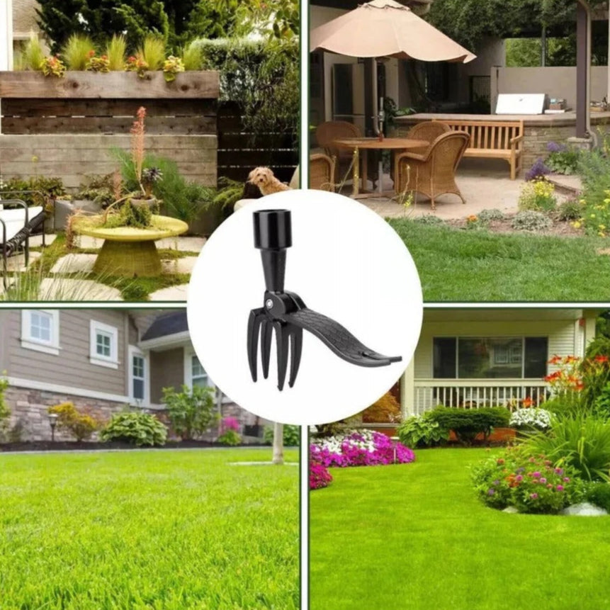 Ergonomic Weed Puller with 4-Claw Extraction System and Bamboo Handle