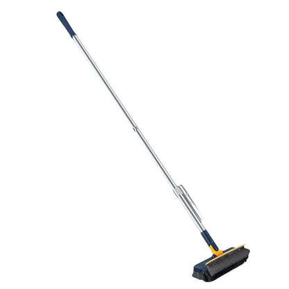 Floor Scrub Brush with 180-Degree Rotating Head and Built-In Scraper