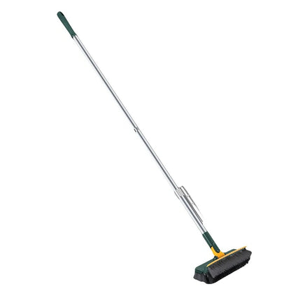 Floor Scrub Brush with 180-Degree Rotating Head and Built-In Scraper