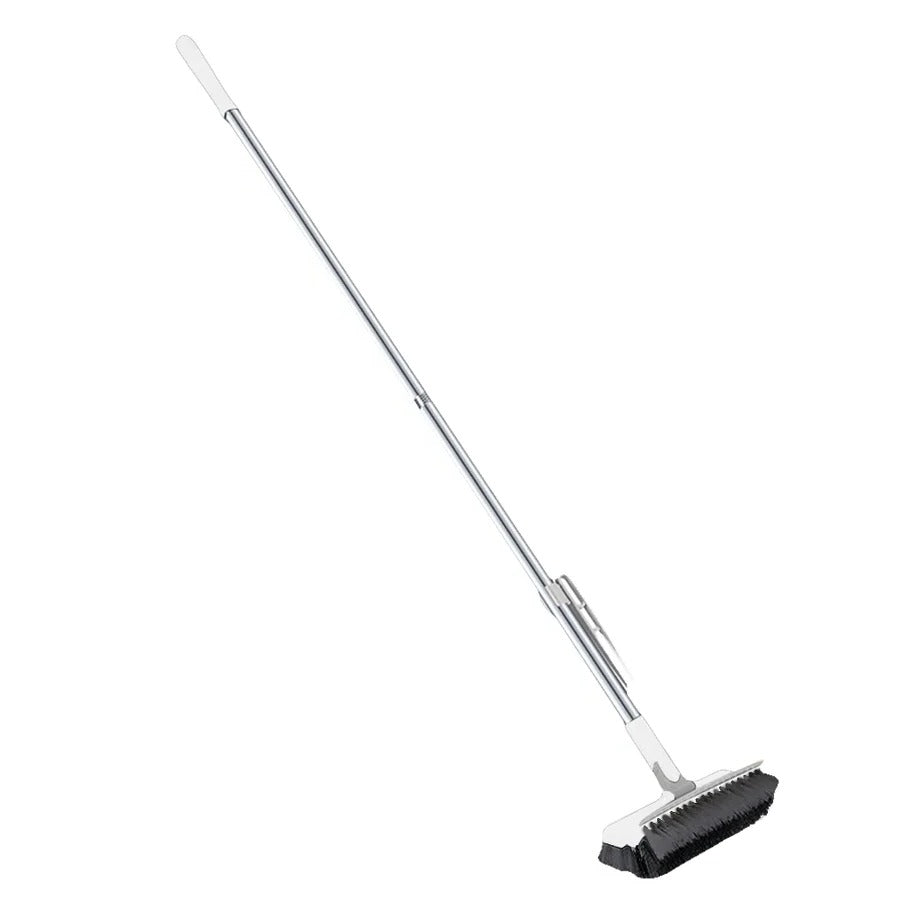 Floor Scrub Brush with 180-Degree Rotating Head and Built-In Scraper
