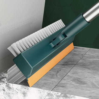 Floor Scrub Brush with 180-Degree Rotating Head and Built-In Scraper