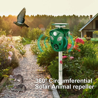 Ultrasonic Animal Repeller with 360° Motion Detection and Solar Power